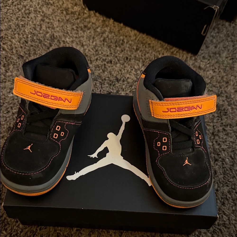 Jordan Kids' Black and Orange Sneakers